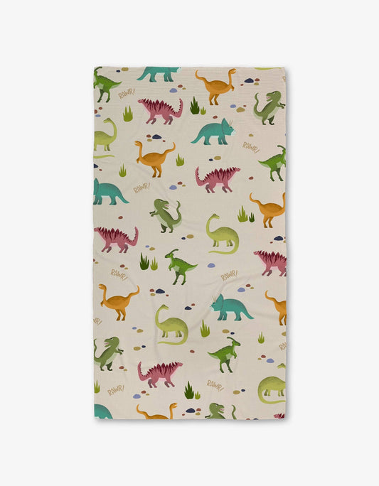 Geometry - Dancing Dinos Luxe Bath Towel