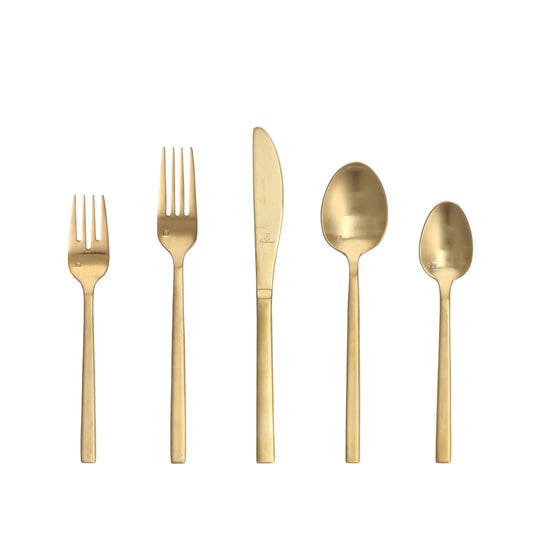 Fortessa Arezzo Brushed Gold Flatware Set - 20 PC