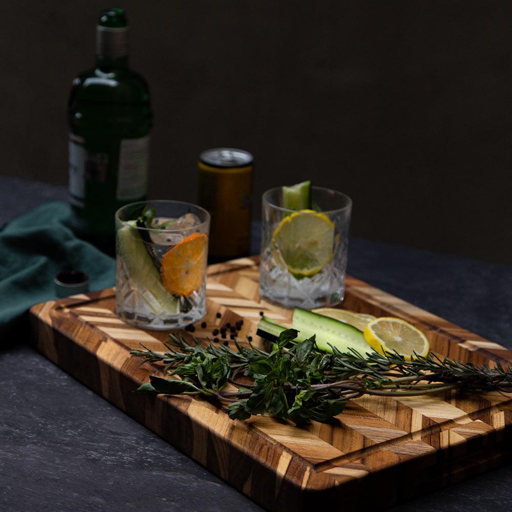 Teakhaus Herringbone Cutting Board with Juice Canal