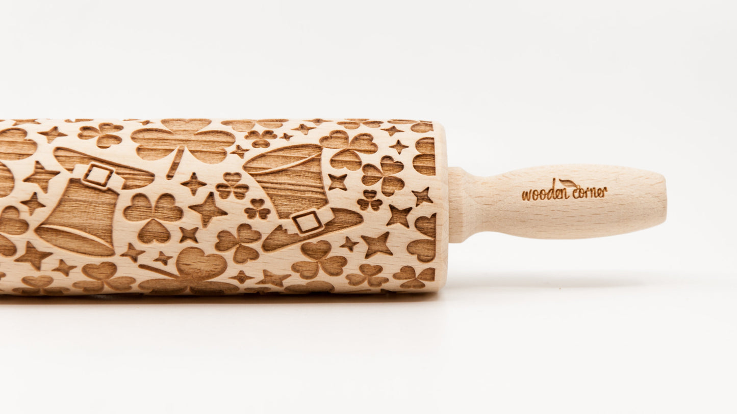 Wooden Corner St Patrick's Day Rolling Pin - Small
