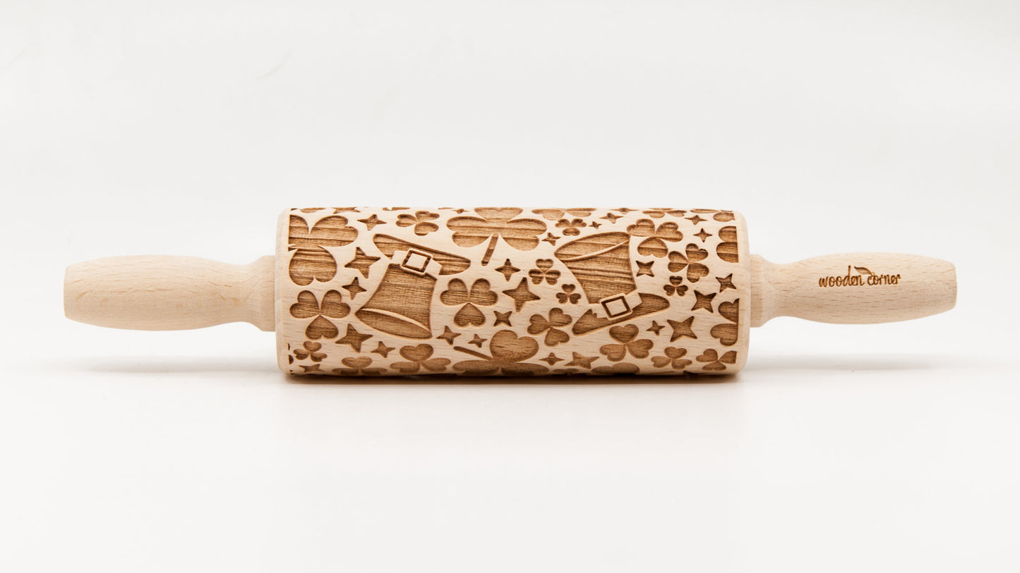 Wooden Corner St Patrick's Day Rolling Pin - Small