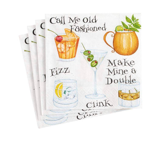 Caspari Cocktail Hour Cocktail Napkins, Set of 20