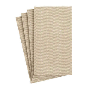 Caspari Natural Jute Paper Linen Guest Towel Napkins, Set of 12