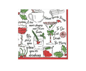 Caspari Holiday Spirits Cocktail Napkins, Set of 20