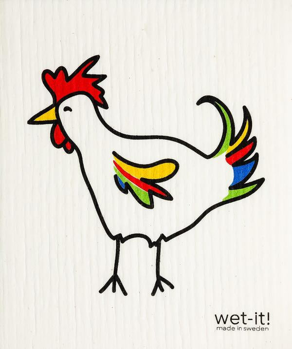 Wet it The Rooster Swedish Dishcloth
